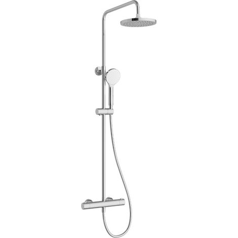 Columna de ducha termostática cromada redonda AquaHeat Joy 200 (A47298EXP)
