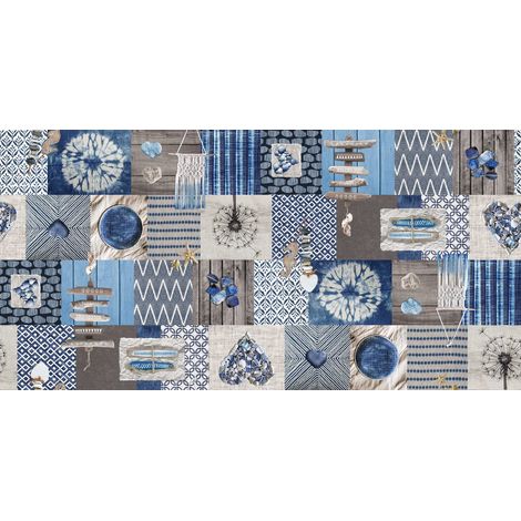 nappe toile cirée rectangulaire Sidney 140 cm x 110 cm eckig – nappe imperméable et anti tache style vintage pour table de cuisine, salle à manger ou jardin – contact alimentaire (1/3)
