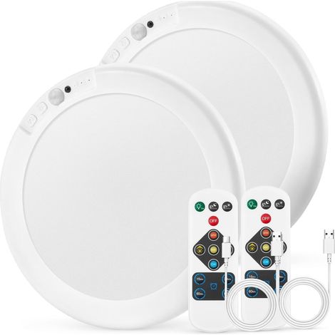 85 Jours d'Autonomie Plafonnier LED Sans Fil Garage Detecteur de Mouvement 6000 mAh, IP44 Lumiere Rechargeable Bathroom Lampe Sans Electricite Blanc Chaud Neutre Froid Avec Telecommande (1/5)