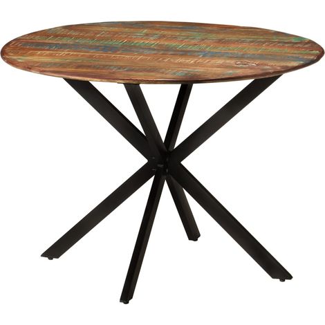 Table à dîner Ø110x78 cm Bois de récupération massif et acier (1/5)