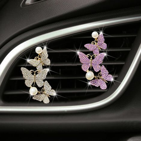 lot De 2 Clips De Ventilation Pour Climatisation De Voiture(papillon Perle), Clips D'aration Pour Voitures, Clips Pour Grille D'aration De Voiture (1/3)