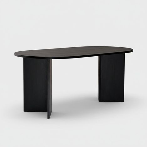 Mesa de comedor ovalada de melamina 180 cm Sablin - Negro