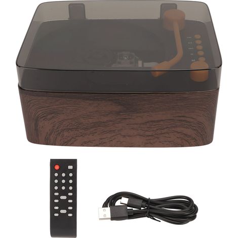 Lecteur CD Bluetooth HiFi Stéréo Portable avec Télécommande, Couvercle Anti-Poussière Aspect Bois (1/5)