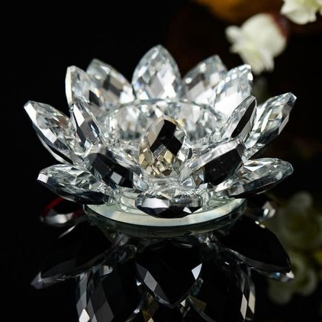 Tapez B Bougeoir En Verre Cristal Fleur De Lotus, Bougeoir Bouddhiste, Décoration Pour Bar De Mariage, Fête D (1/4)