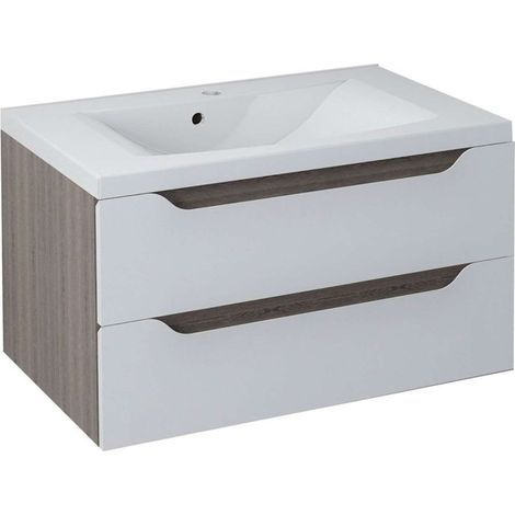 WAVE Meuble sous-vasque 80x45x48cm, blanc/wengé mali (1/5)