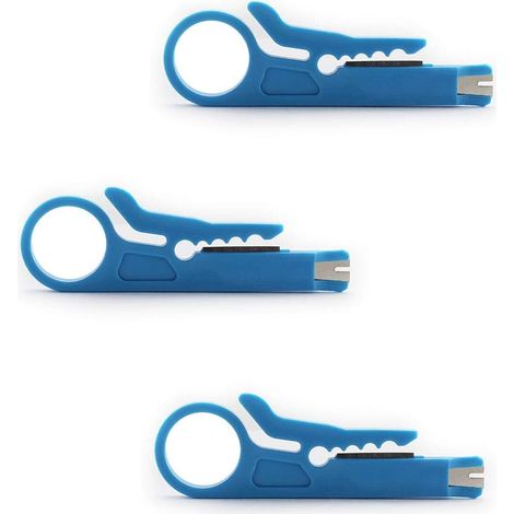 Mini pince coupante portable (lot de 3) pour câbles réseau UTP/STP, outil de sertissage et de perforation pour modules Ethernet (bleu). (1/4)