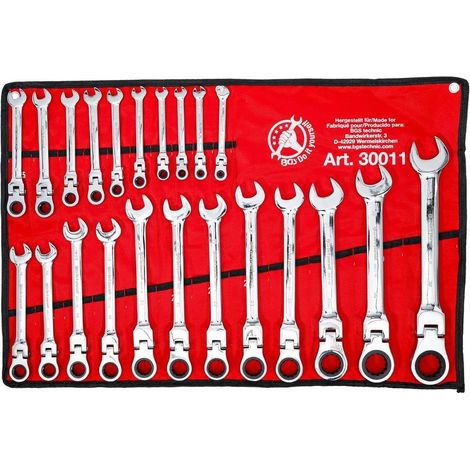 Jeu de Clés Mixtes à Cliquet 6-32 mm - Têtes Flexibles, 22 pcs - Précision et Confort d Utilisation - D-Work