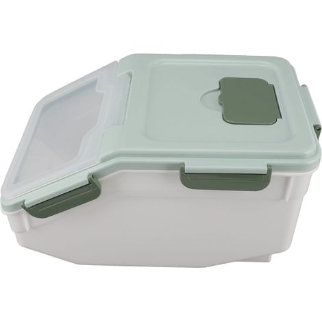 Luftdichter Reisbehälter, dickwandiger Aufbewahrungsbehälter mit leicht zu öffnendem Deckel für Küchengetreide, Mehl, Snacks, mintgrün, 10 kg / 22 lb (1/5)