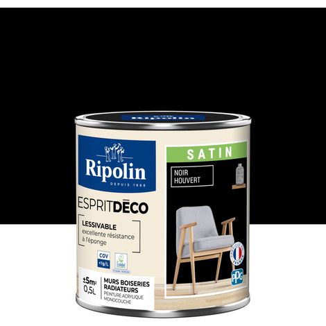 Ripolin – Peinture anti humidité satin 0,5L noir houvert – Ultra-couvrante pour murs et boiseries – Lessivable et peu sensible aux taches (1/5)