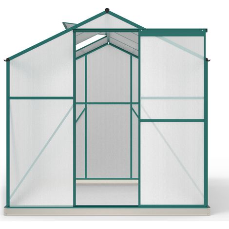 Serre en aluminium de 4,75 m² avec fondation, 190 × 253 cm, fenêtre de toit et porte coulissante, abri jardin pour plantes et tomates (1/5)