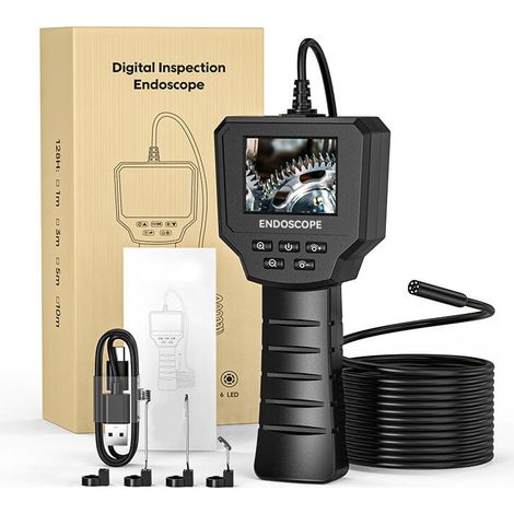 2,4-Zoll-Industrie-Endoskop-Inspektionskamera, 1440P HD 2,0 MP-Kamera mit 6 einstellbaren LEDs, 8 mm digitale IP67-wasserdichte Kamera, 5 m halbstarres Kabel (1/4)