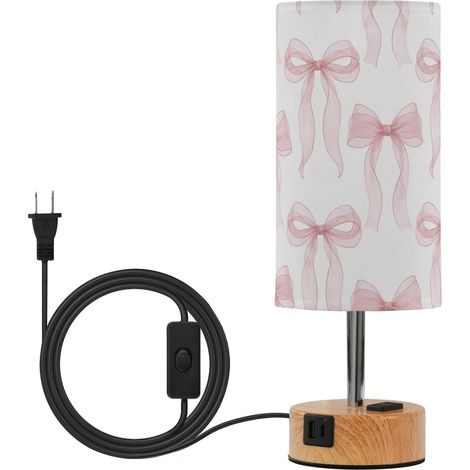 JUNZAN Lampe tactile avec nœud papillon rose - ports USB C + A (1/5)