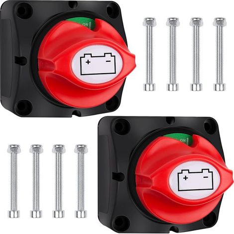 2pcs 12V 24V 48V Battery Cut Off Switch 1-2-Both-OFF Battery Disconnect Switch, 275A Battery Master Switch Battery Cut Off Switches for Yacht Boat Truck Bus Car Motorcycle (1/5)