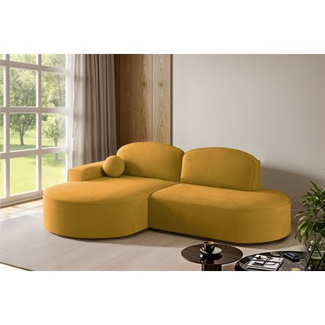 Ecksofa Schlafsofa Sofa GIRONA Stoff Salvador Honiggelb Ottomane Links (1/5)