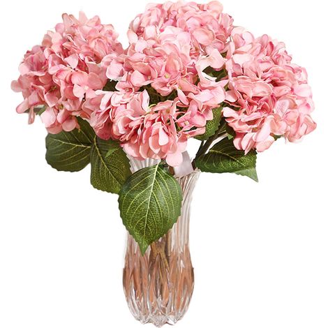Bouquet D'Hortensias Artificiels - Fleurs En Soie Rose Foncé - Décoration Mariage Et Maison - Lot De 1 (1/2)