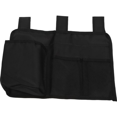 Schwarze Aufbewahrungstasche aus Nylon für den Nachttisch, Hängeorganizer für das Bettgitter in Studentenwohnheimen, Krankenhäusern und Kinderbetten (1/5)