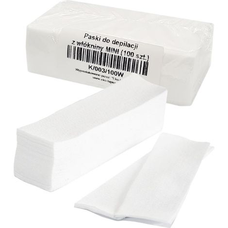 Mini bandes dépilatoires non tissées blanches 3 cm x 10 cm, lot de 100. (1/3)