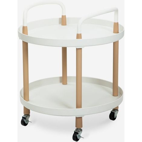 Carrito camarera de diseño nórdico escandinavo redondo con ruedas Biky - Blanco