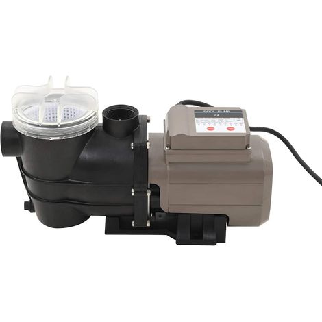 vidaXL Bomba de piscina con temporizador negra 0,25 HP 8000 L/h (1/2)