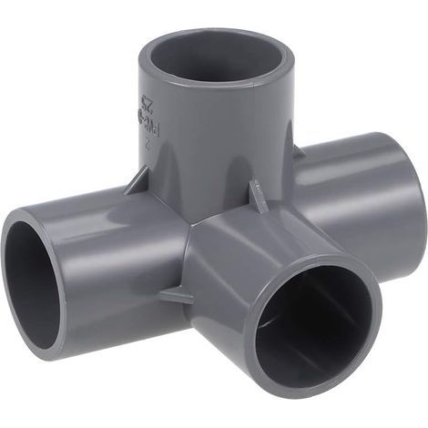 Set mit 2 hochwertigen PVC-4-Wege-Winkelverbindern für Möbel – 25 mm – Grau (1/3)