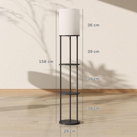 Lampadaire avec étagères, 3 températures de couleur, télécommande pour salon, chambre, bureau, noir (1/5)