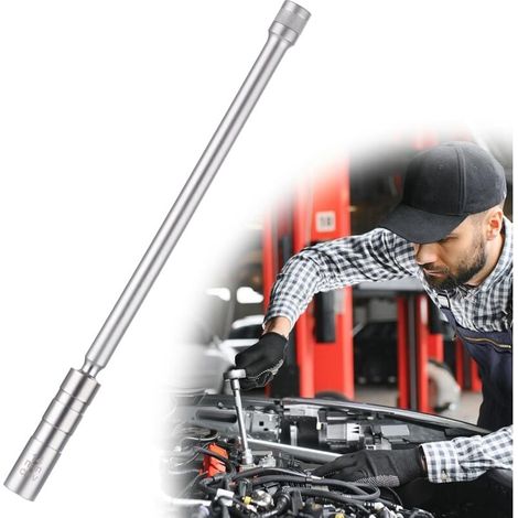 Clé à bougie d'allumage de 14 mm, clé à bougie d'allumage magnétique rotative à 360°, clé à bougie d'allumage de 3/8 pouce, outil d'extraction à paroi mince à mouvement alternatif à 12 pans, compatibl (1/4)