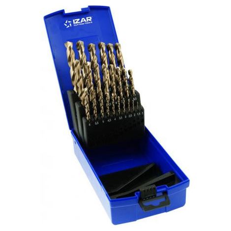 Coffret de 25 forets HSS Cobalt 1016 – Angle de pointe 135° pour acier dur – Revêtement TIALSIN pour résistance à l'usure – Izar (1/7)