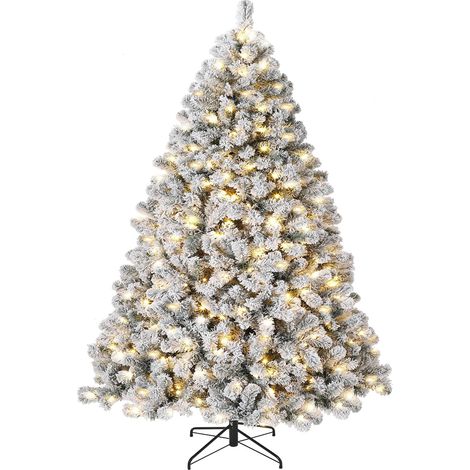Sapin De NoëL Artificiel De 120 Cm Avec LumièRes Led Blanches Et Flocons De Neige, IdéAl Pour Les DéCorations De NoëL (1/5)