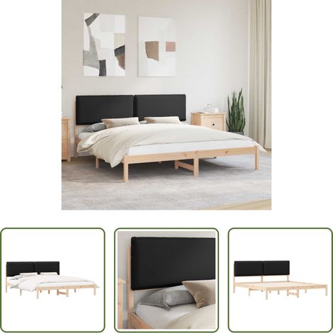 Kopfteil - Bettgestell mit gepolstertem Kopfteil Schwarz 180 x 200 cm (1/5)