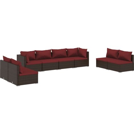 Set sofás de jardín 8 piezas y cojines ratán sintético marrón vidaXL (1/5)