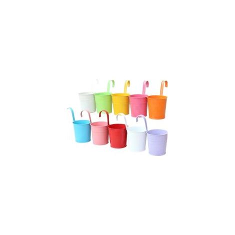 Pas de trou de drainage Pots de fleurs suspendus en fer coloré 10 cm – Métal durable – Pour fleurs séchées et plantes – Design suspendu pour balcon et intérieur