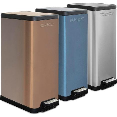 Poubelle 15 L, Fermeture automatique, Bleu métallique (1/5)