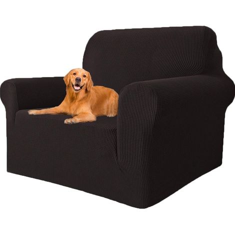 Sofaüberwurf 1 Sitzer, hoch elastisch, rutschfest, haustierfreundlich, waschbar, Kaffee (1/5)