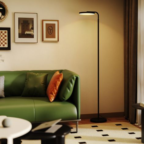 Lampada da terra a LED, dimmerabile, con testa girevole a 350°, telecomando magnetico, 41x25x177 cm, nera.