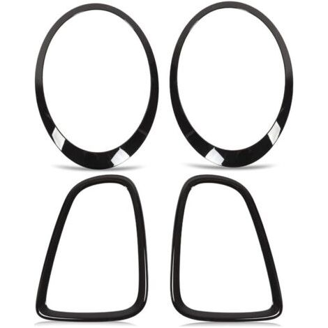 Kit de garnitures de phare avant et arrière pour Mini R56 R57 R58 R59 – Noir brillant – Matériaux ABS et PP – Installation facile (1/4)