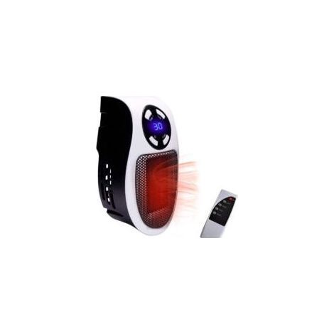 Chauffage d'appoint 350 W, prise murale déportée, comme à la télévision, avec thermostat réglable, minuterie et écran LED, compact pour bureau ou dortoir (1/4)