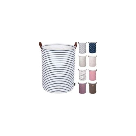 Faltbarer Wäschekorb (48 cm), großer Wäschebeutel, blau - Crezuo (1/3)