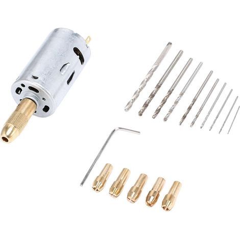 Mini perceuse électrique à main, moteur CC 12 V, forets hélicoïdaux HSS de 0,5 à 3 mm avec 5 pinces de serrage. (1/5)