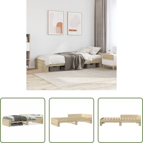 Cadre de lit - Cadre de lit sans matelas chêne sonoma 100x200 cm (1/5)