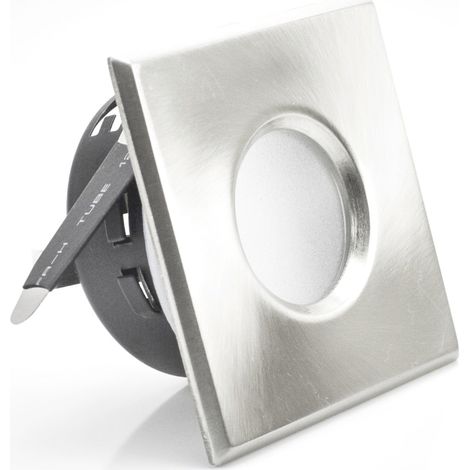 Support downlight carré mat chrome étanche IP65 Dim 83x83mm (1/2)
