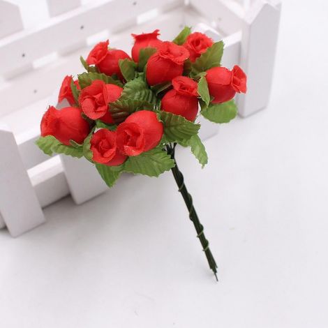 Roses - Fleur Artificielle en Soie - Décoration Intérieure Mariage Fête - 12 Pièces - 10 x 8 cm (1/5)