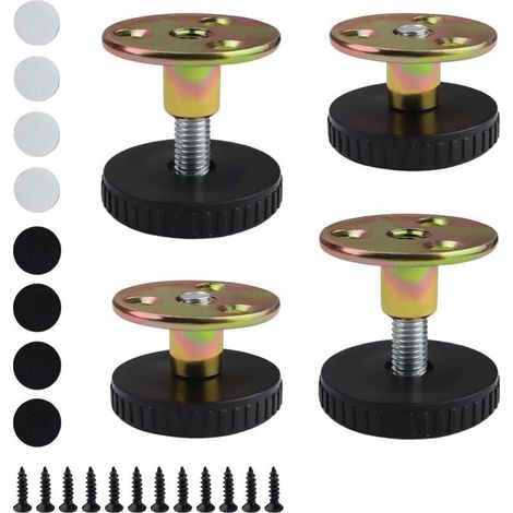 Pieds réglables 27-40 mm, 4 pièces, pieds de nivellement réglables, rallonges de pieds de table avec accessoires de montage (1/5)