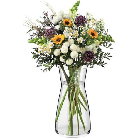 Vase - Verre Transparent - 10 x 10 x 20 cm - Capacité 1 L - Pour Fleurs Fraîches ou Pampas - Unité (1/5)