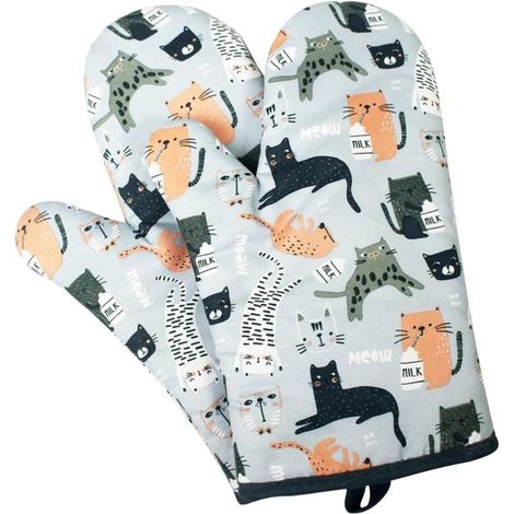 par de manoplas para horno, Guantes resistentes al calor, Guantes para barbacoa, Manoplas para parrilla y horno, Resistentes al calor, Poliéster (1/5)