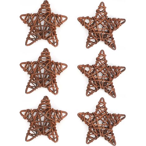 Sterne aus Naturrattan für Weihnachts-, Hochzeits- und Bastelpartydekorationen (kaffeefarben)