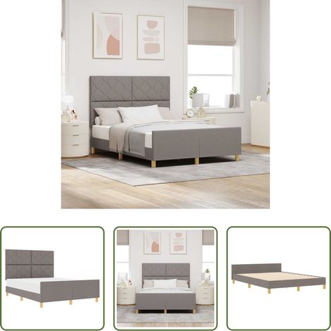 Stoffbett - Bettgestell mit Kopfteil Taupe 160 x 200 cm Stoff (1/5)