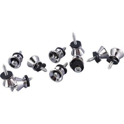 10 Boutons Champignon en Métal Argenté pour Guitare, Basse et Ukulélé - Système de Verrouillage de Sangle (1/5)