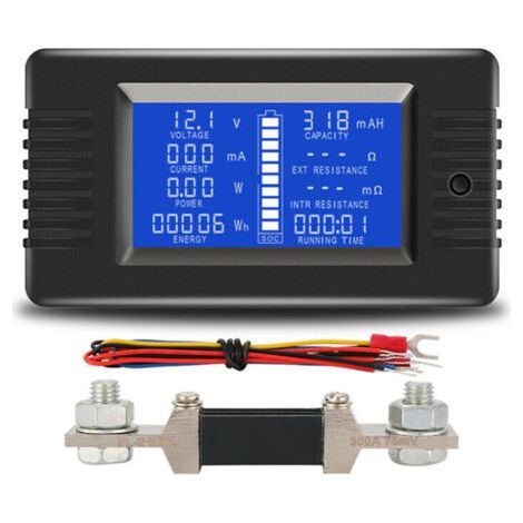 Multimètre numérique LCD avec affichage de courant et de tension, indicateur de puissance solaire, ampèremètre, voltmètre et moniteur de batterie (1/5)