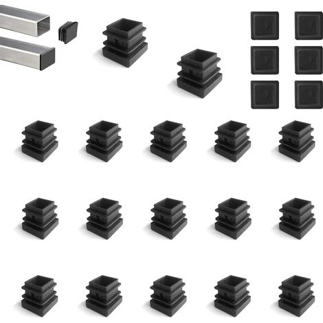 20 pièces Tube Carré Bouchon en Plastique noir Embout de Clôture Poteau Couvercle de tuyau Tube Chaise 15x15mm (1/5)