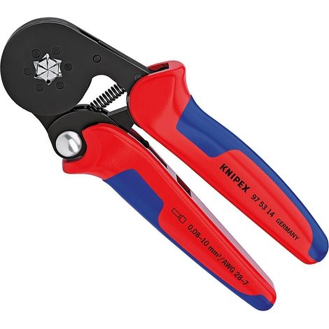 KNIPEX 97 53 14 Pinza per terminali a bussola, con regolazione automatica per crimpaggio laterale con manici multicomponente brunita 180 mm